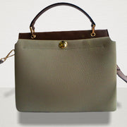 Leather Satchel In Khaki