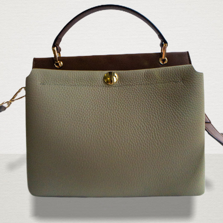 Leather Satchel In Khaki