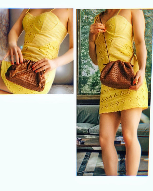 Brown Woven Leather Pouch (small)