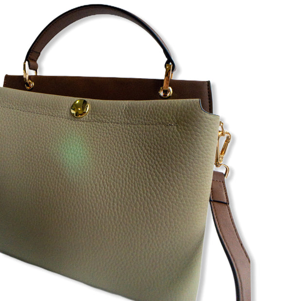 Leather Satchel In Khaki