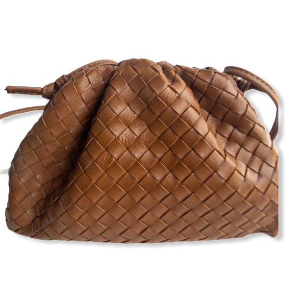 Brown Woven Leather Pouch (small)