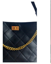 Large Leather Tote Bag With Gold Chain