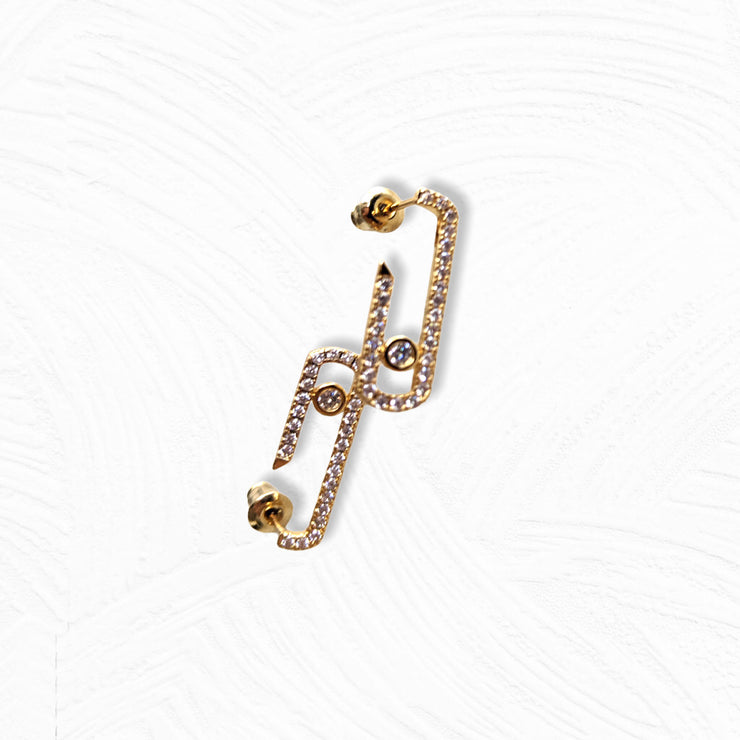 Gold Diamanté Paperclip Earrings