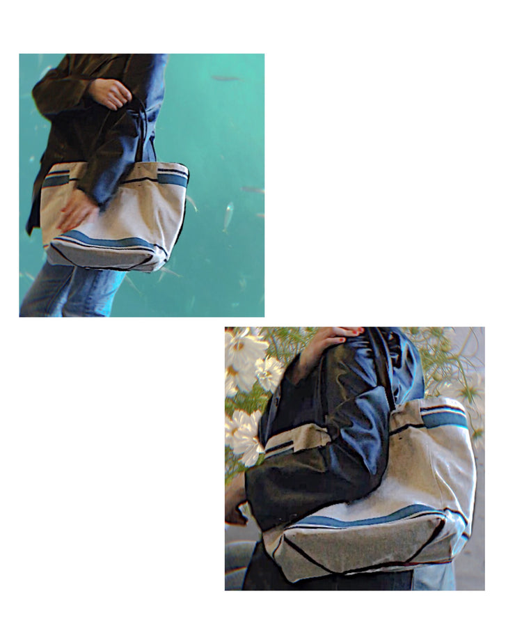 Large Canvas Tote With Black Leather Handles