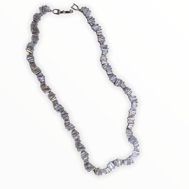 Diamanté Necklace In Silver