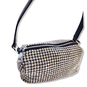 Small Rhinestone Pouch With Leather Handles